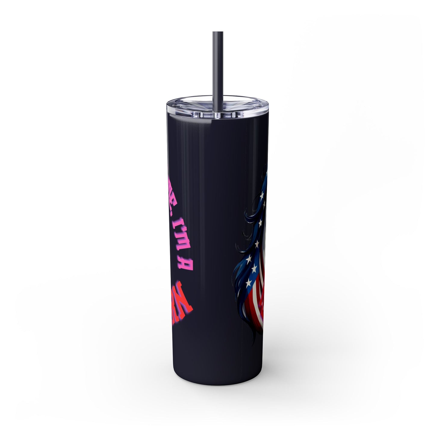 Patriotic American Unicorn Skinny Tumbler | United States Freedom Loving Horse Insulated Cup | US Flag Veteran Gift Patriot Drink Traveler