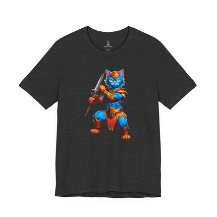 BLUE WARRIOR HULK CAT T-Shirt - Funny Superhero Feline Art Tee