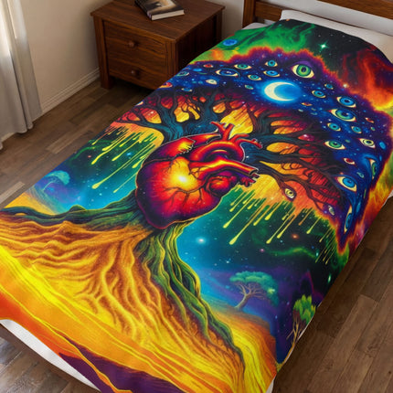 PSYCHEDELIC TREE OF BEATING LIFE EYES Trippy Blanket