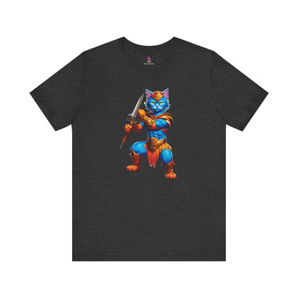 BLUE WARRIOR HULK CAT T-Shirt - Funny Superhero Feline Art Tee