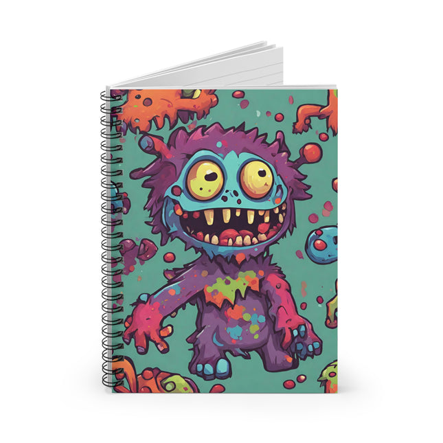 Kids Monster Fun Spiral Notebook | Gross Out Furry Ooze Filled Colorful Rule Line Paper | Cute Fuzzy Funny Happy Smiling Child Beast Journal