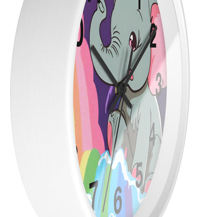 RAINBOW FALLS ELEPHANT Wall Clock - Kids Room Nursery Animal Decor