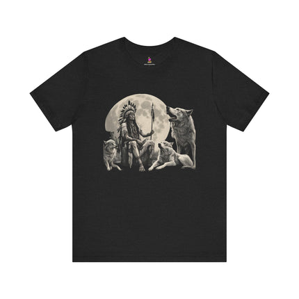 CHIEF OF WOLF MOON T-Shirt - Native American Wolf Spirit Tee