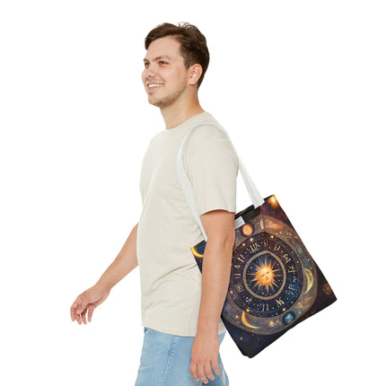 Moon Phases Tote Bag | Lunar Cycle Astronomy Wiccan Grocery Bag | Solstice Home Office Laptop Carrier | Solar System Travel Overnight Gift