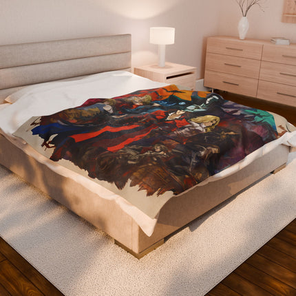 EVIL PRESIDES OVER THE ECLIPSE OF FATE Video Game Inspired Abstract Collage Blanket