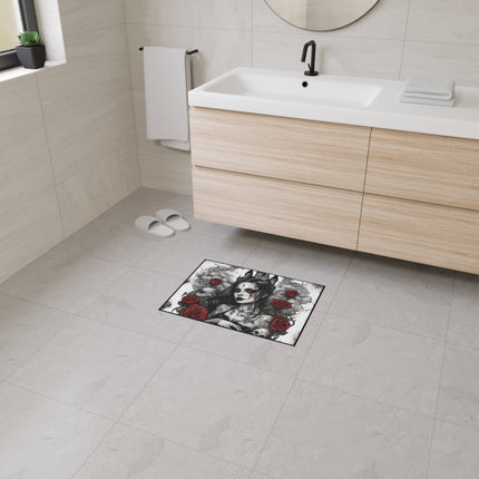 Withering Beauty Floor Mat, Rose Blossom Rug, Skull and Flowers Mat, Cloud Castle Rug