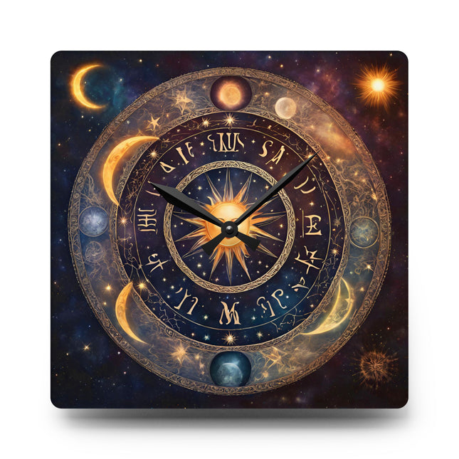 Moon Phases Acrylic Wall Art Clock | Lunar Cycle Astronomy Night & Space Hanging | Home Office Solar System Wall Decor Astrology Lover Gift