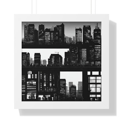 CITY STREET PANELS - Urban Skyline Buildings Framed Wall Art