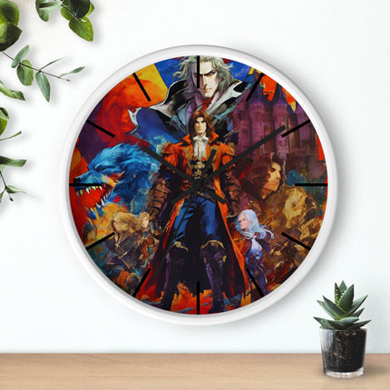 CREATURES OF THE CASTLE Wall Clock - Retro Gaming Vampire Hunter Decor