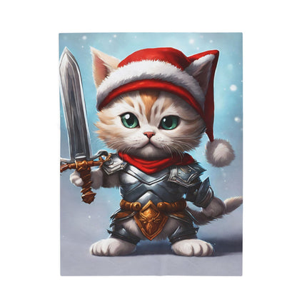 Christmas Blankets Kids Adults Blankets Velveteen Plush Blanket Cat Lovers Christmas Gift Santa Warrior Kitten Holiday Gift Cat Holiday Gift