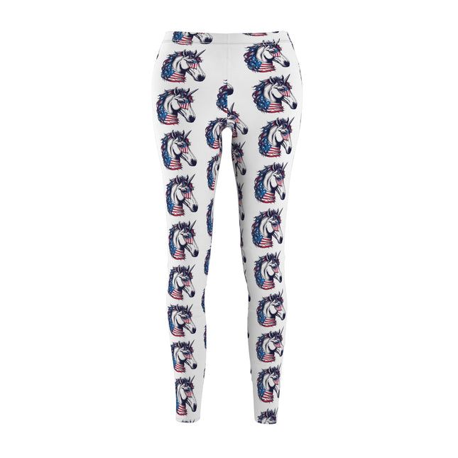 Patriotic Unicorn Skinny Leggings, United States Freedom Loving Horse Lounge Tights, US Election Elastic Exercise Jogging Pattern Yoga Pants