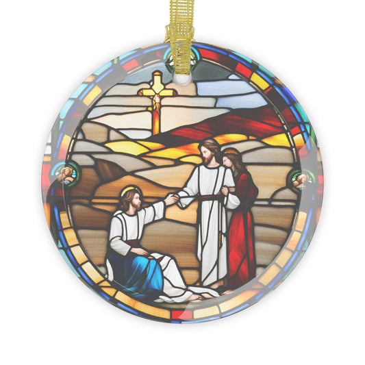 Jesus Christ Christmas Ornament Stained Glass Decoration