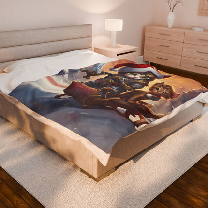 Christmas Blankets Kids Adults Blankets Velveteen Plush Blanket Cat Lovers Christmas Gift Santa Warrior Kitten Holiday Gift Cat Holiday Gift