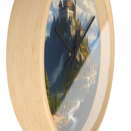 MEDIEVAL CASTLE FALLS Wall Clock - Waterfall Fantasy Landscape Decor