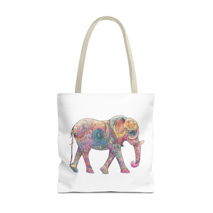 Elephant Lovers Tote | Majestic Color Pattern Custom Grocery Bag | Animal Gift Office Travel Carrier | Wild Woodland Business Traveler