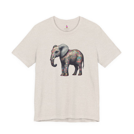 MAJESTIC FLOWER PATTERN ELEPHANT T-Shirt - Beautiful Floral Animal Art Tee