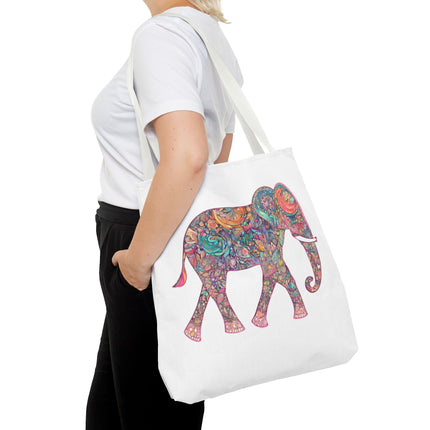 Elephant Gift Tote | Majestic Color Pattern Custom Grocery Bag | Animal Lovers Office Travel Carrier | Wild Safari Business Traveler
