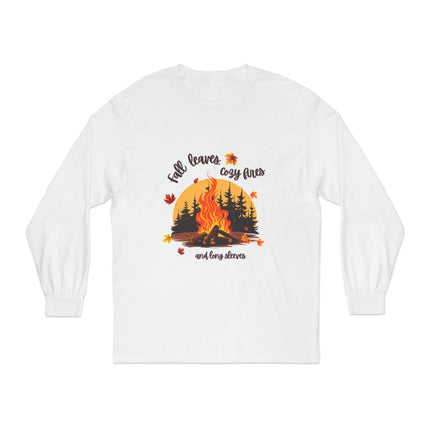Fall Campfire Shirt, Leaves, Long Sleeves, Bonfire, Bright, Colorful, Roast, Foliage, Autumn, Season, Ladies Girls Womens Tee