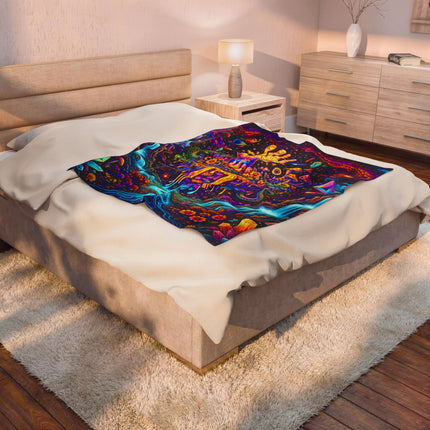 PSYCHEDELIC MIND'S EYE PALM Trippy Waterfalls Blanket