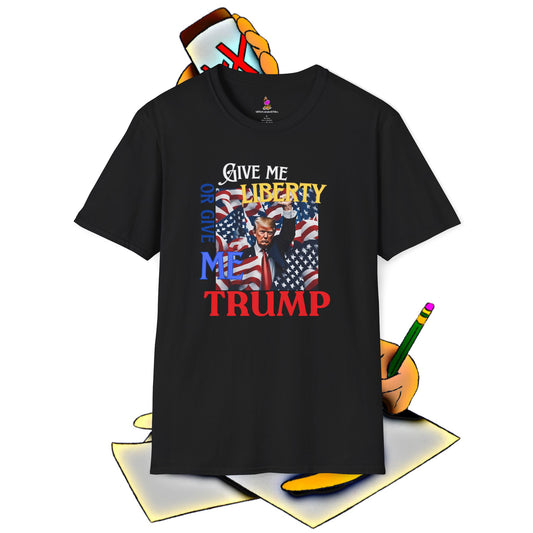 President Donald Trump Tee, Give Me Liberty Or Give Me Trump, Conservative Patriot T-Shirt, Republican Voter Election Gift, Patriotic Lover