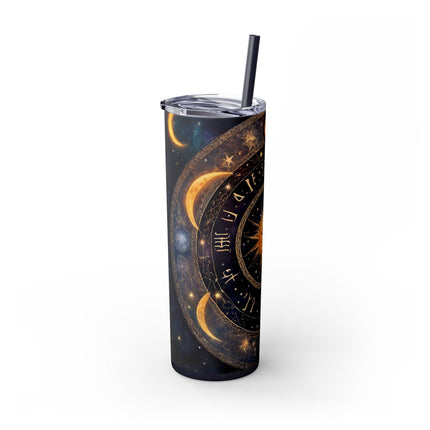 SUN & MOON PHASES Skinny Tumbler - Lunar Cycle Astronomy Night Sky Galaxy Cup