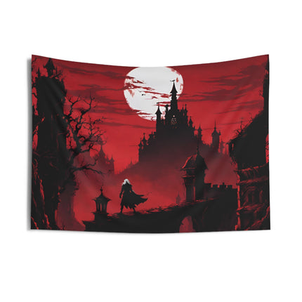 CONQUEROR OF THE HORRORS OF THE NIGHT Video Game Room Inspired Art Tapestry
