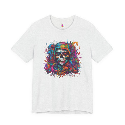 HOODED SKELETON 80's Cartoon Splash Graffiti T-Shirt - Retro Street Art Tee