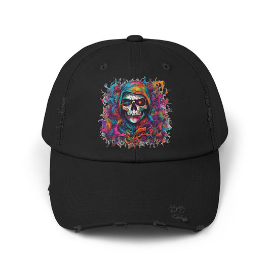 Abstract Art Unisex Cap | Masters of the Universe Inspired Hat | Rainbow Psychedelic Skull Spring Fishing Cap | Evil Scareglow Skeletor Gift