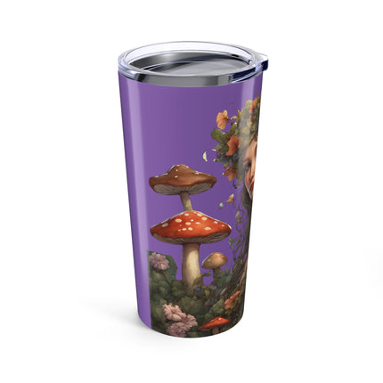 Flower Fantasy Maiden Girl Tumbler, Mushroom Flowered Garden Princess Fairy Travel Cup, Mystical Beauty Office Drink Holder