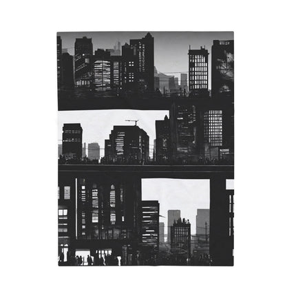 CITY SKYLINE NIGHT Blanket - Big Skyscraper Comic Style Panel Cover
