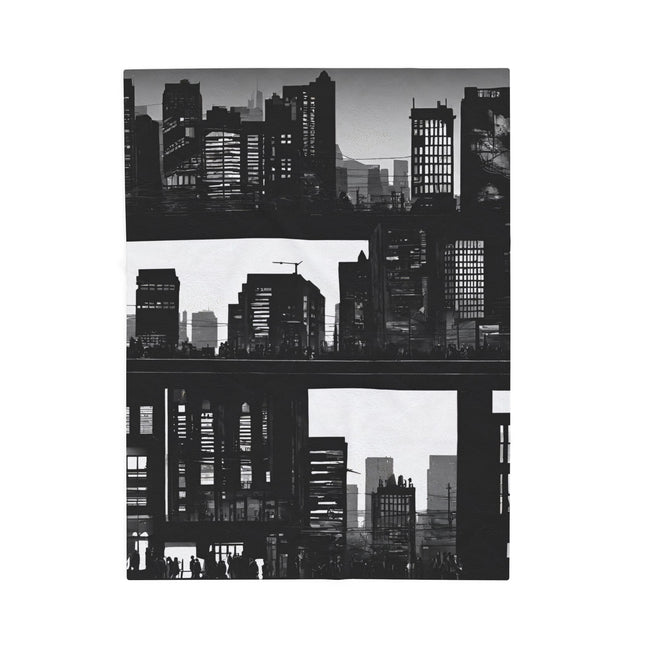 CITY SKYLINE NIGHT Blanket - Big Skyscraper Comic Style Panel Cover