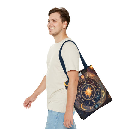 Moon Phases Tote Bag | Lunar Cycle Astronomy Wiccan Grocery Bag | Solstice Home Office Laptop Carrier | Solar System Travel Overnight Gift