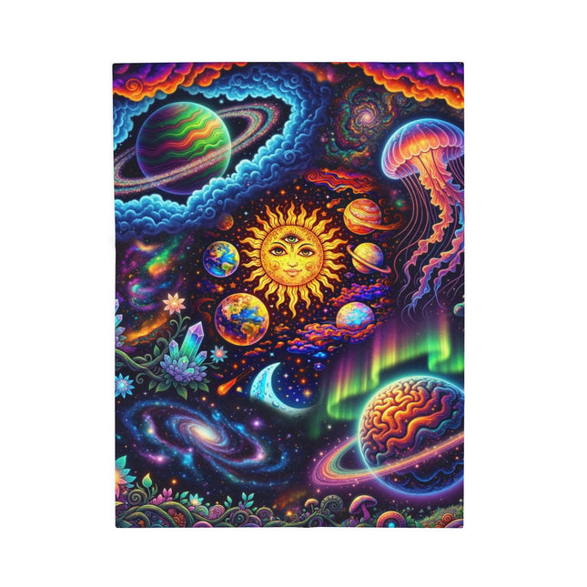 PSYCHEDELIC SOLAR SYSTEM Trippy Galaxy Blanket