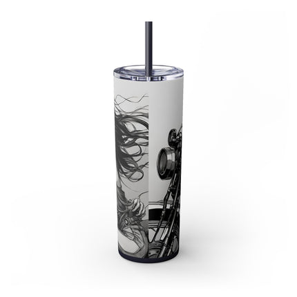 BEAUTY, BIKES AND BONES Skinny Tumbler - Dead Love Skeleton Rider Motorcycle Cup