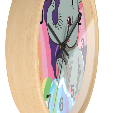 RAINBOW FALLS ELEPHANT Wall Clock - Kids Room Nursery Animal Decor