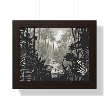Wall Decor, Jungle Scene, Framed Wall Hanging, Black Shadow Print, Nature Scene Picture, Living Room Poster, Office Scenery