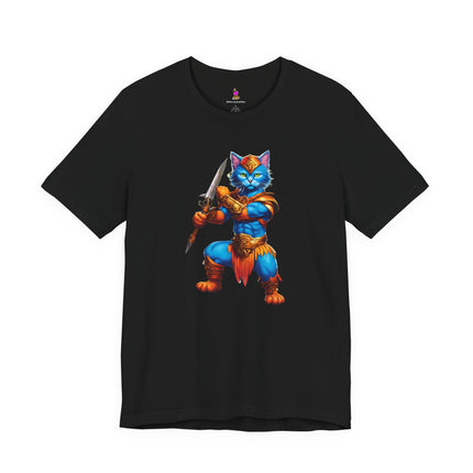 BLUE WARRIOR HULK CAT T-Shirt - Funny Superhero Feline Art Tee