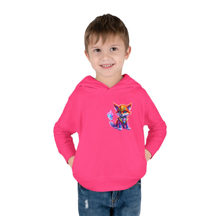 Rainbow Crystal Fox Toddler Girls Hoodie, Orange Blue Cosmic Guardian Sweatshirt, Two Sided 2T 4T 5-6T Long Sleeve Hood