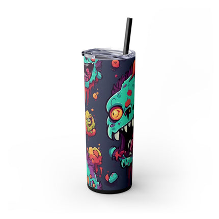 Kids Little Monster Skinny Tumbler | Colorful Funny Zombie Childs Insulated Cup | Furry Mutant Fun School Lunch Classroom Drink Traveler