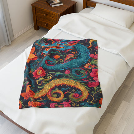 FLORAL JAPANESE DRAGON Blanket