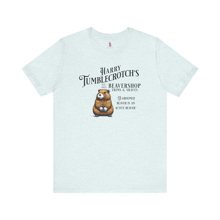 HARRY TUMBLECROTCH'S BEAVERSHOP T-Shirt - Funny Barbershop Parody Adult Humor Tee