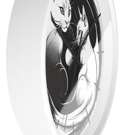 MOONLIT MEOWS Wall Clock - Romantic Cats Starry Night Decor