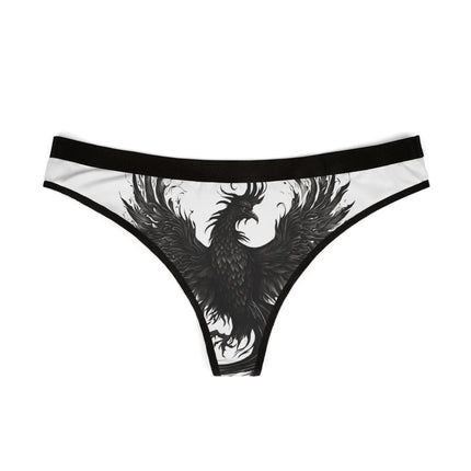 Black Phoenix Rising Women's Thongs, Lingerie Underwear, Sexy Bikini Panties, Empowering Intimate Apparel, Goth Thong Briefs