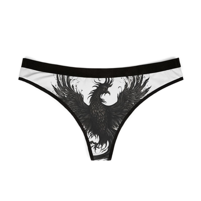 Black Phoenix Rising Women's Thongs, Lingerie Underwear, Sexy Bikini Panties, Empowering Intimate Apparel, Goth Thong Briefs