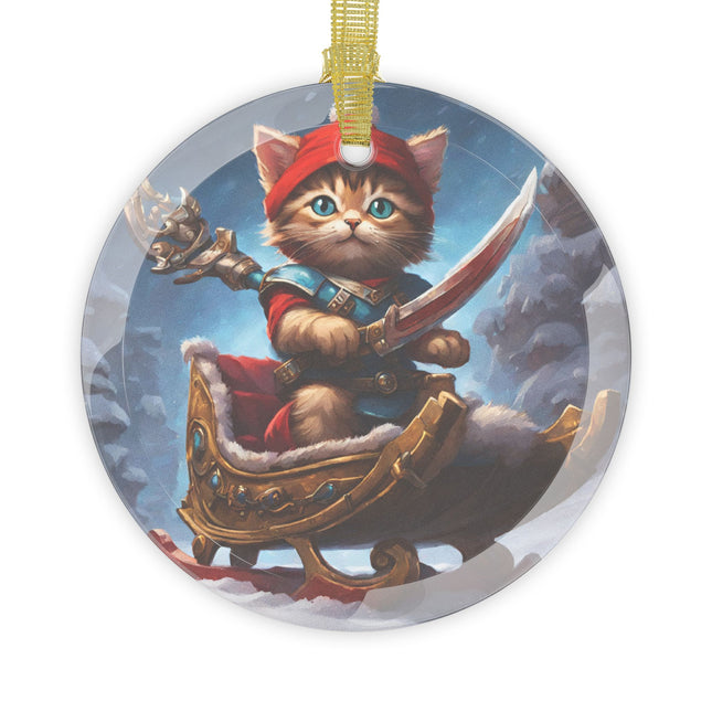 KITTEN SLEIGH WARRIOR Christmas Ornament