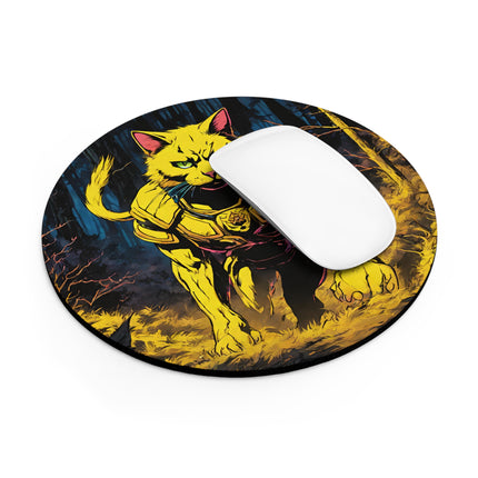 Neon Yellow Warrior Battle Cat Mouse Pad
