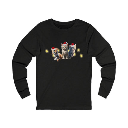 Christmas Kitten Shirt, Long Sleeve Cat Tee, Womens Christmas Santa Cat Tshirt
