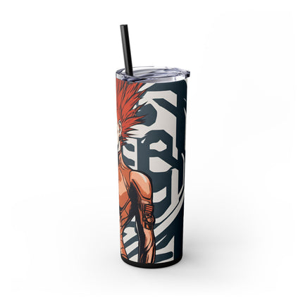 FUTURISTIC CYBER PUNK Skinny Tumbler - Leather Clad Spike Mohawk Girl Insulated Cup
