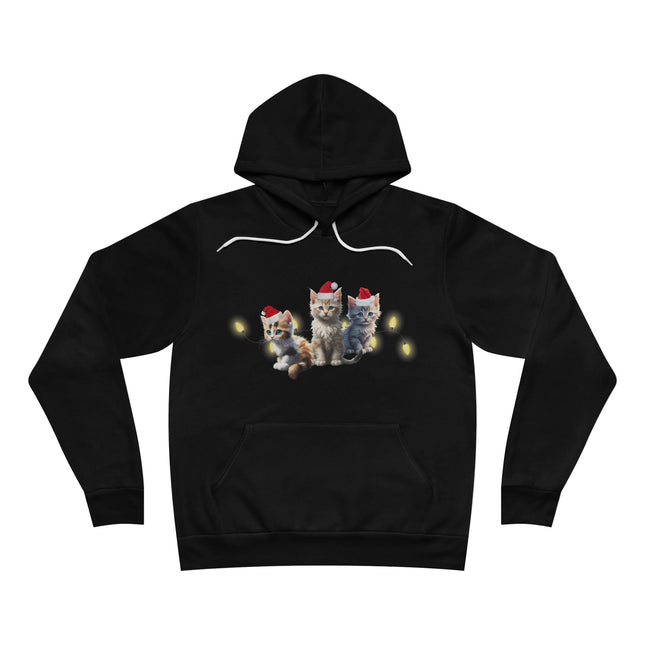 CHRISTMAS KITTEN TRIO HOODIE - Festive Holiday Cat Pullover Sweatshirt