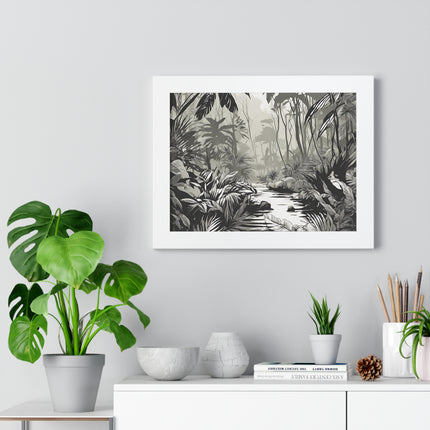 Wall Decor, Jungle Scene, Framed Wall Hanging, Black Shadow Print, Nature Scene Picture, Living Room Poster, Office Scenery